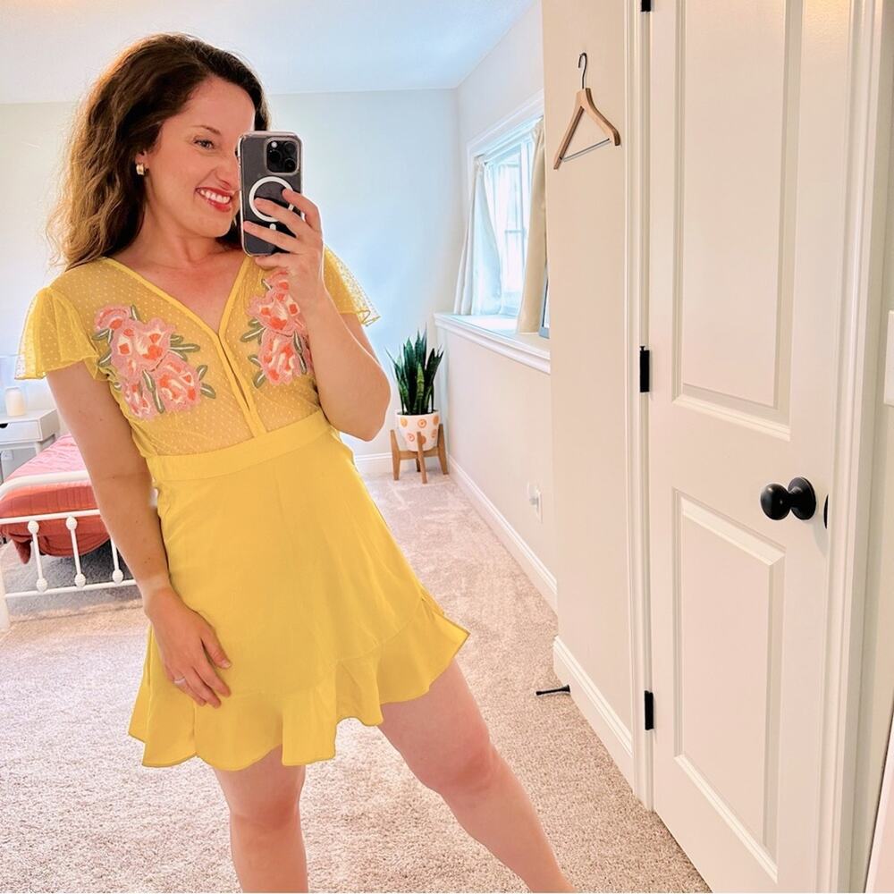 Cleobella x Rocky Barnes Yellow Floral Mini Dress XS